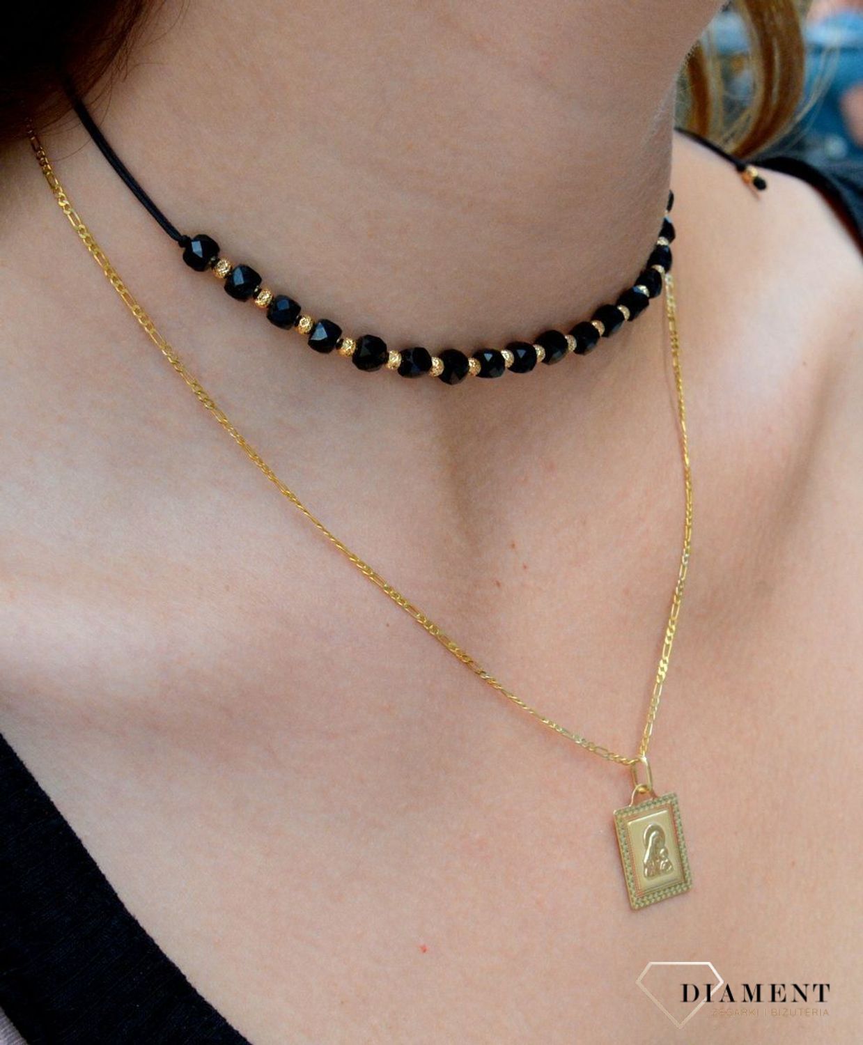 Złota zawieszka 333 medalik droga grecka Matka Boska Częstochowska ZA 3785 333. Medalik męski duży. ako prezent i upamiętnienie takich chwil jak Pierwsza Komunia, Chrzest czy Bierzmowanie..jpg